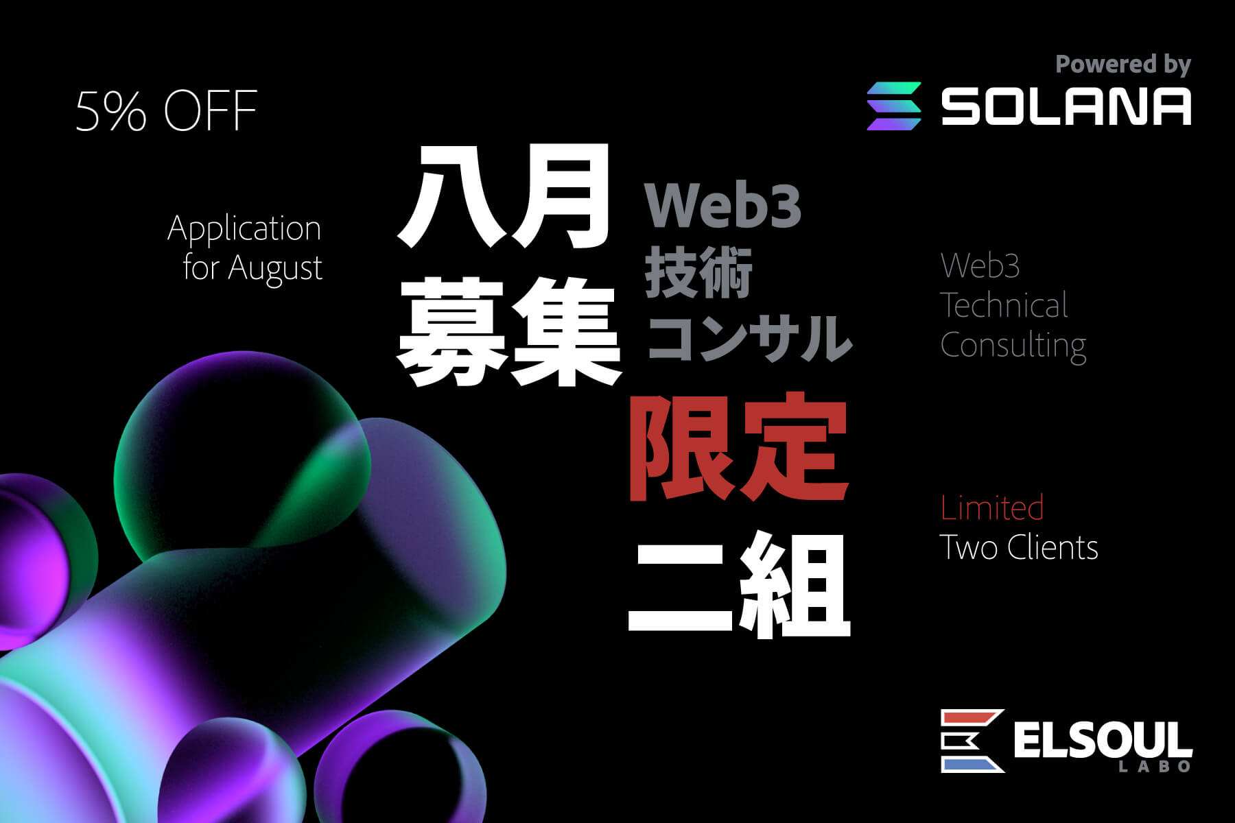 【8月限定2組】高速で低コストなSolanaブロックチェーンを活用して、NFTマーケットプレイス等、新しいWeb3サービスを始めませんか？