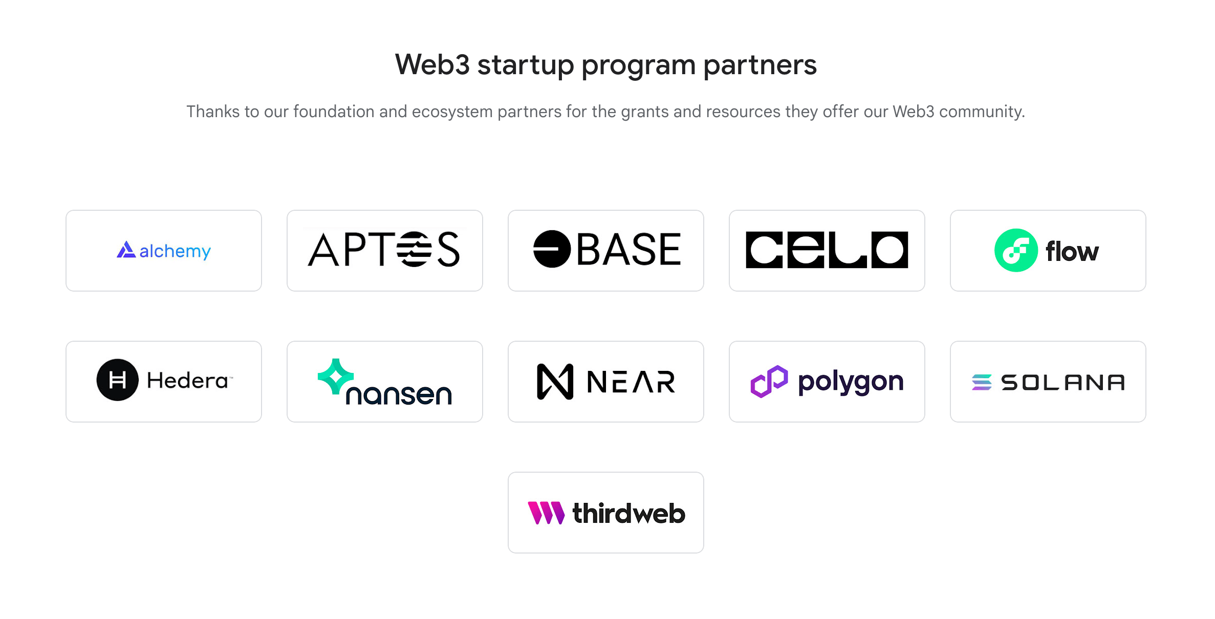 Google Cloud Web3 Startups Program Partners