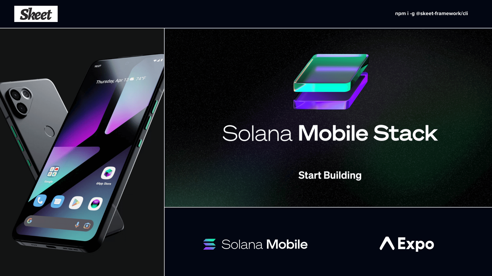 Open-source application framework "Skeet" supports Solana Mobile Stack. Accelerate Web3/Blockchain development.